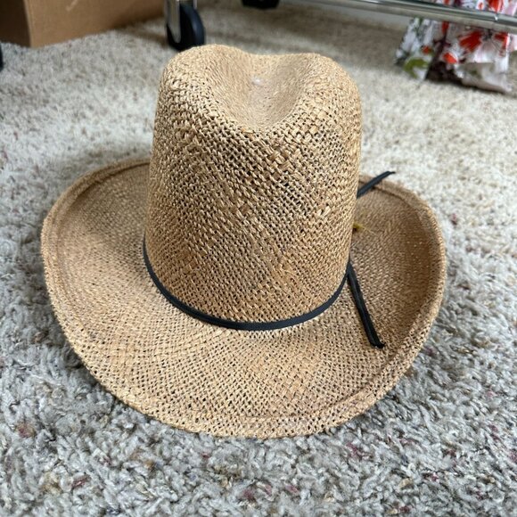 Stetson Roadrunner Straw Hat Western Style Hatband & Interior Band Brown - Picture 1 of 7
